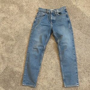 💜 We the Free Free People Blue Denim Jeans in Straight Leg with Button Fly